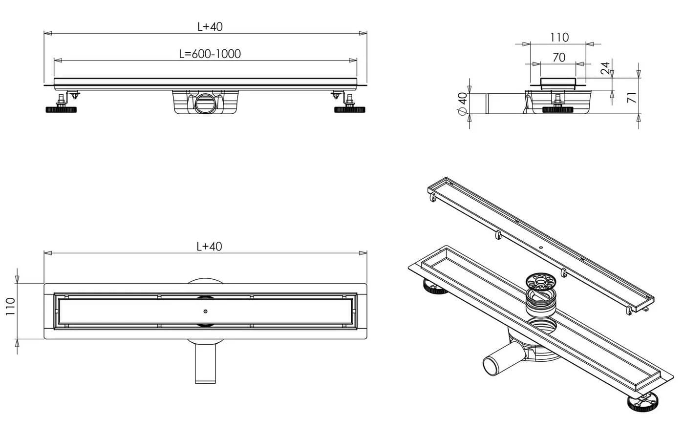 Bernstein Duschrinne FlexGT01-3 Edelstahl - Bild 3