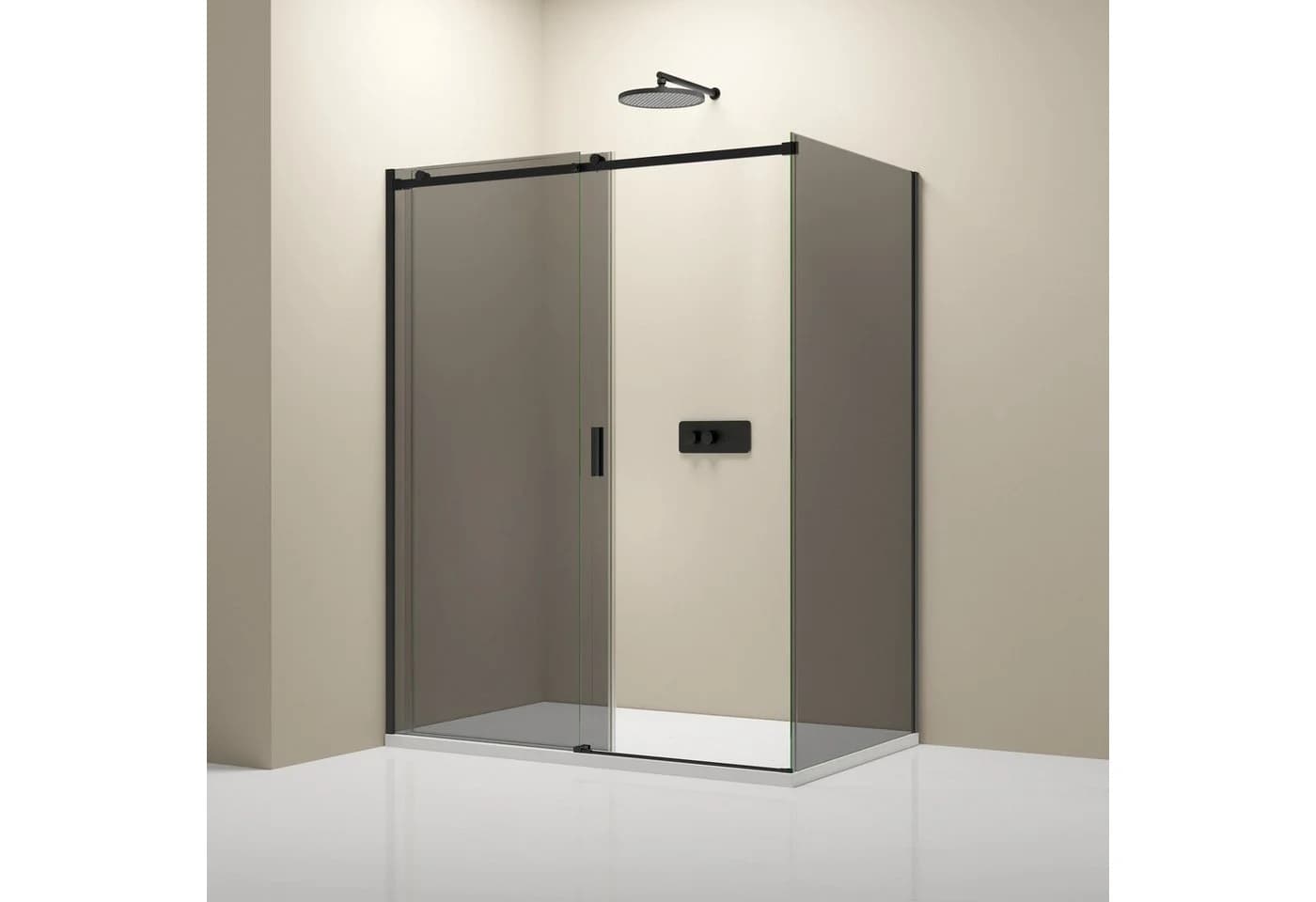 Bernstein Eckdusche NT806 FLEX Schwarz Grau ESG-Glas