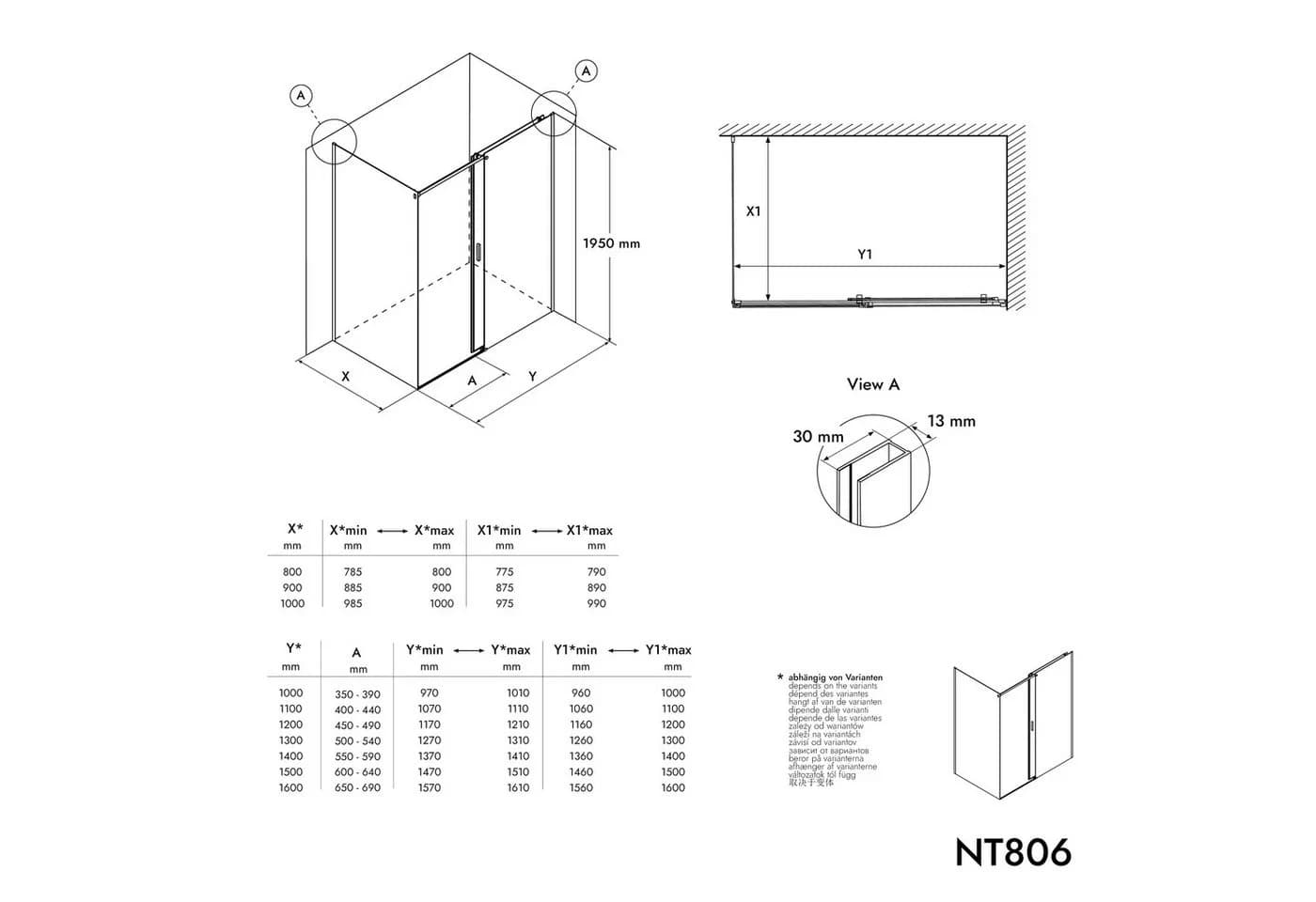 Bernstein Eckdusche NT806 FLEX Schwarz Grau ESG-Glas - Bild 5