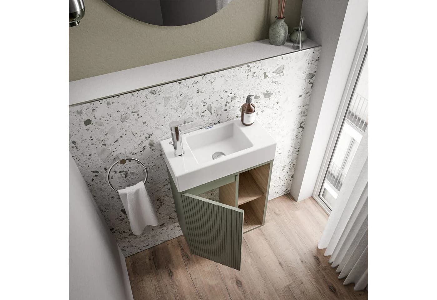 BELDIVO Badmöbel-Set 50 cm mit Keramik-Waschbecken, wählbare Farbe, matt