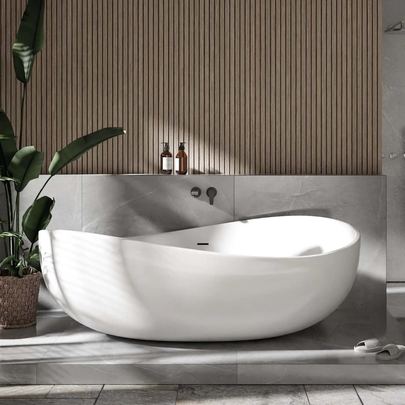 Bernstein Badewanne WAVE Acryl Weiß glänzend Freistehend Oval - Bild 2