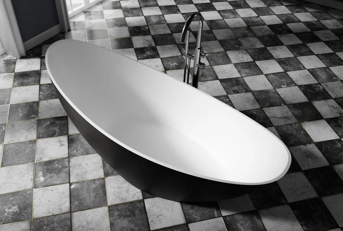 Bernstein Badewanne VICE 2.0 Schwarz/Weiß matt Freistehend Acryl