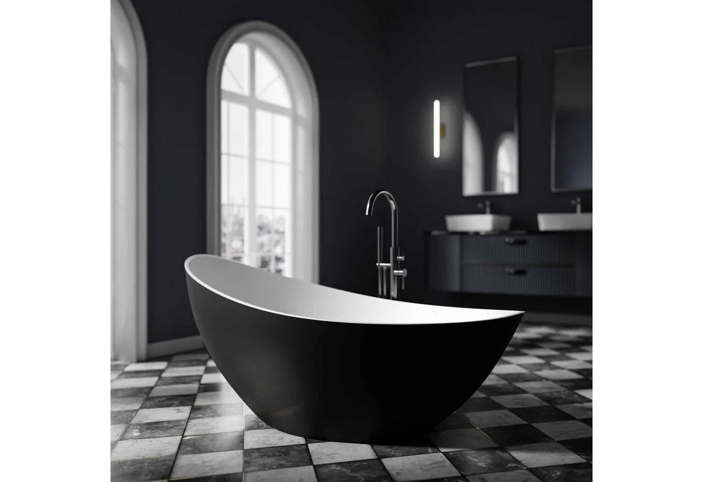 Bernstein Badewanne VICE 2.0 Schwarz/Weiß matt Freistehend Acryl - Bild 2