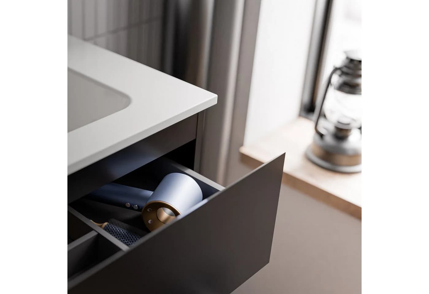 AVA Waschtischunterschrank 100cm mit Keramik-Waschbecken Schwarz matt - Bild 4