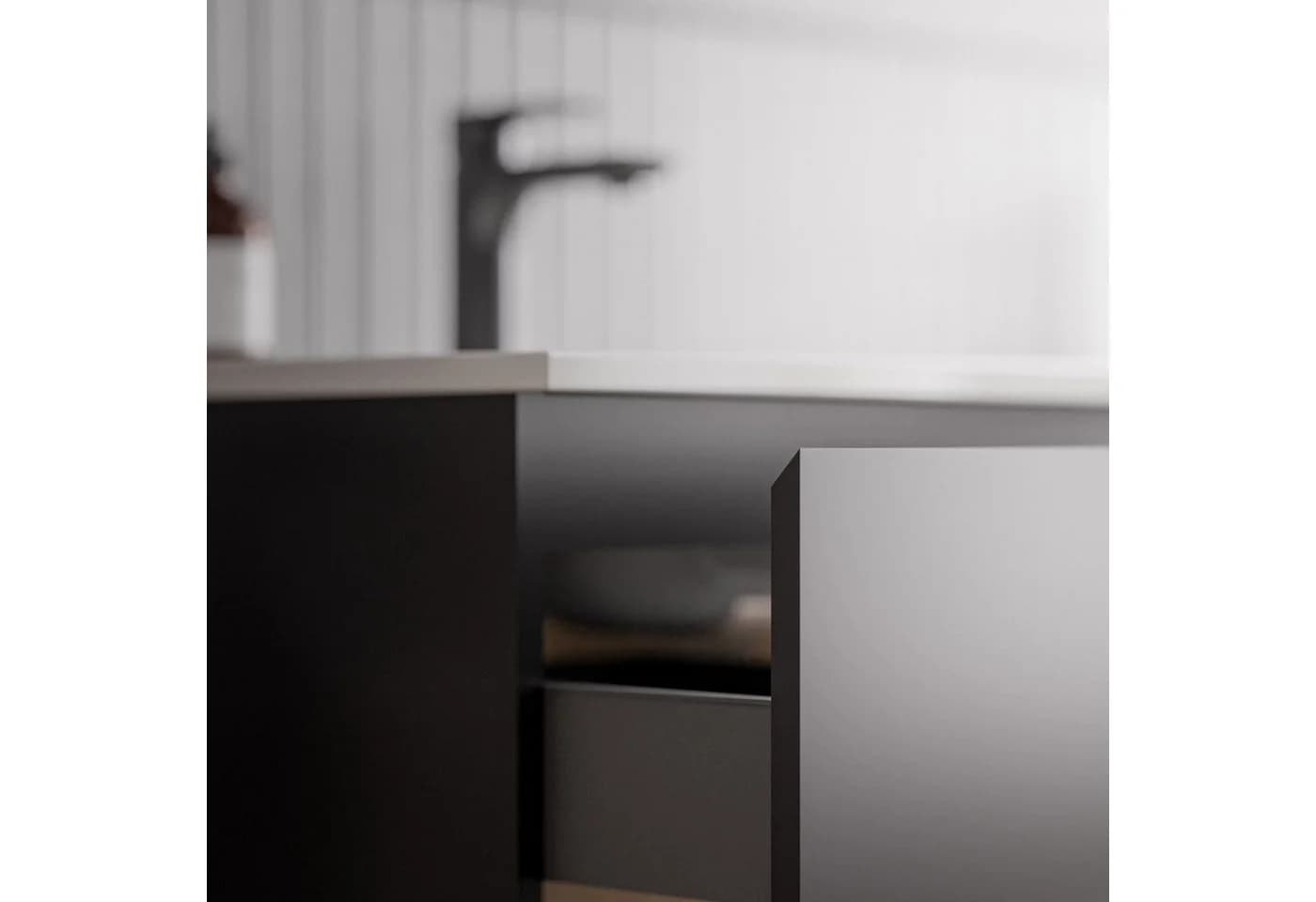 AVA Waschtischunterschrank 100cm mit Keramik-Waschbecken Schwarz matt - Bild 5