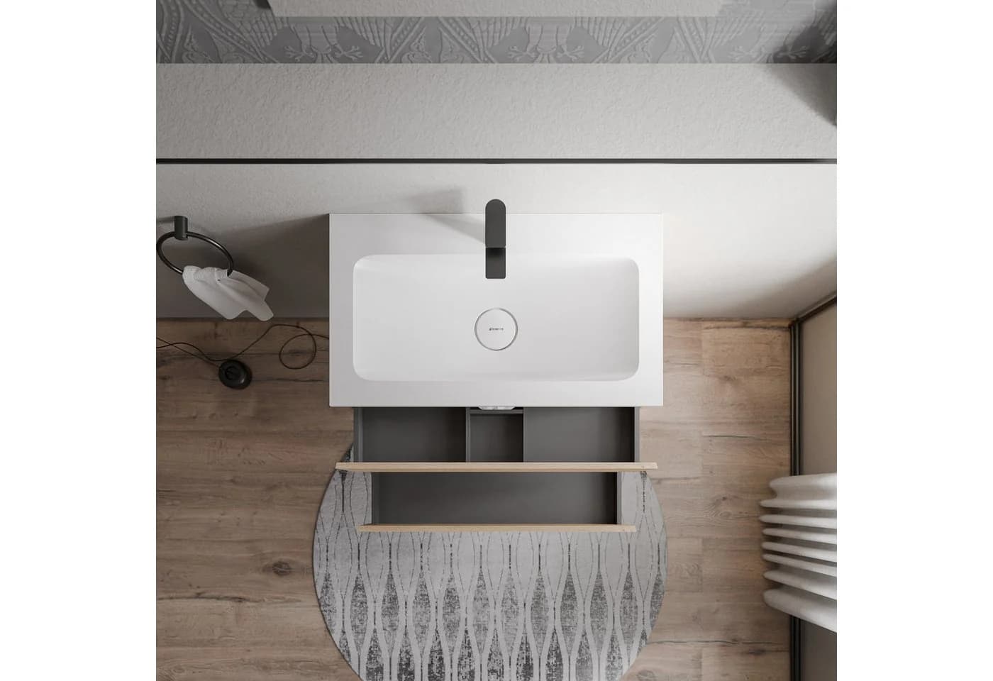Bernstein AVA Waschbeckenunterschrank 80cm mit Mineralguss-Waschbecken