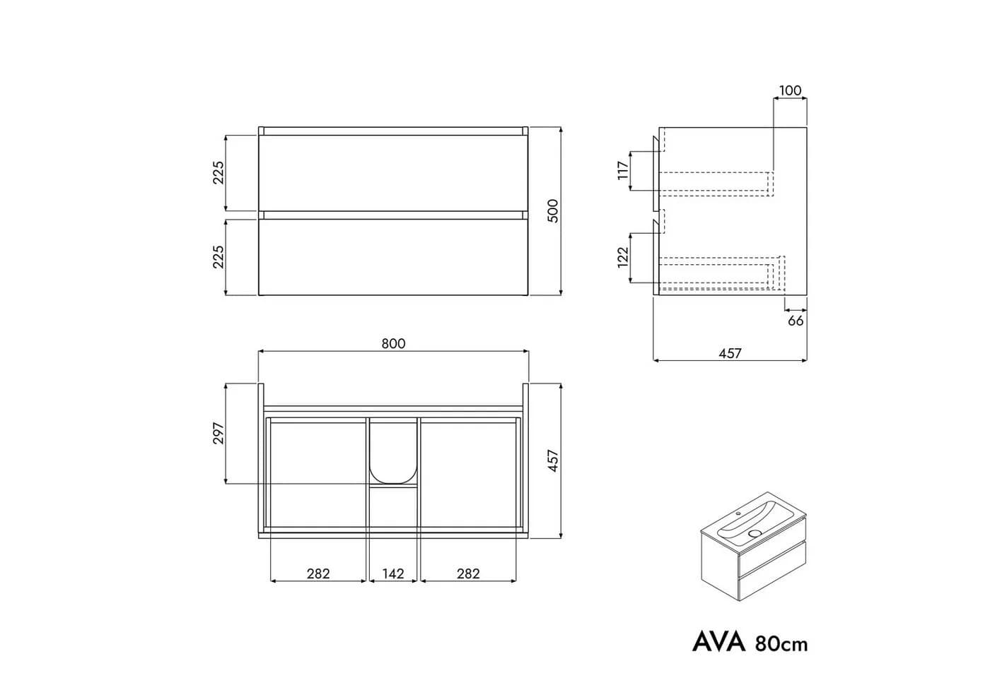 Bernstein AVA Waschbeckenunterschrank 80cm mit Mineralguss-Waschbecken - Bild 5