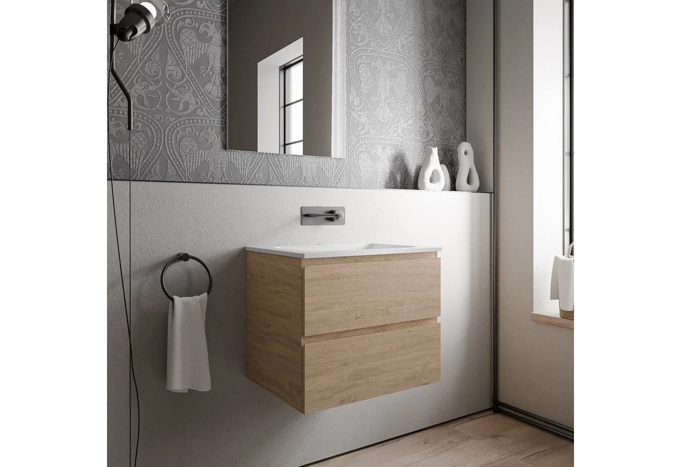 Bernstein AVA Unterschrank 60cm mit Mineralguss-Waschbecken Eiche honiggold - Bild 2