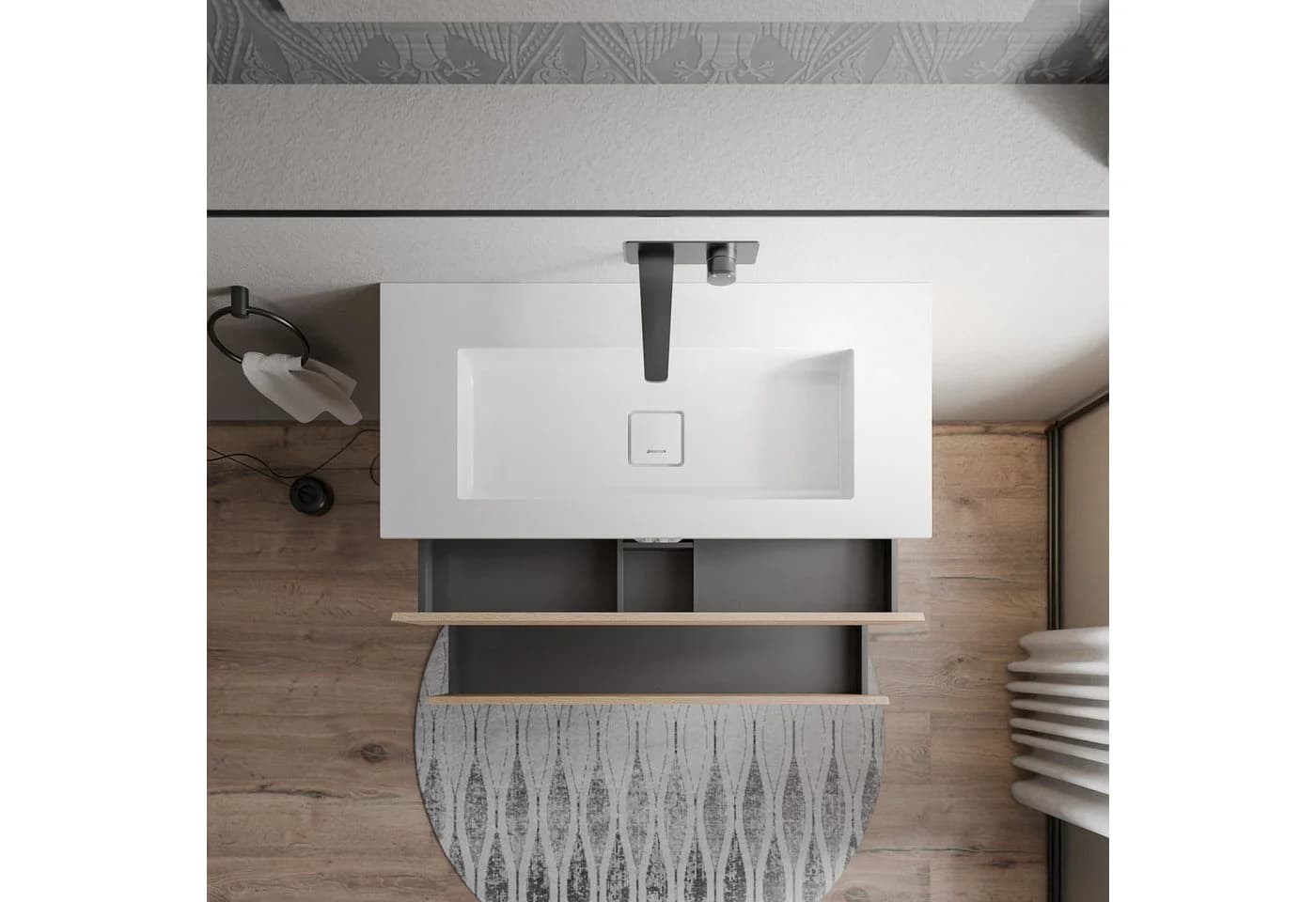 Bernstein Waschbeckenunterschrank AVA 100cm mit Mineralguss-Waschbecken
