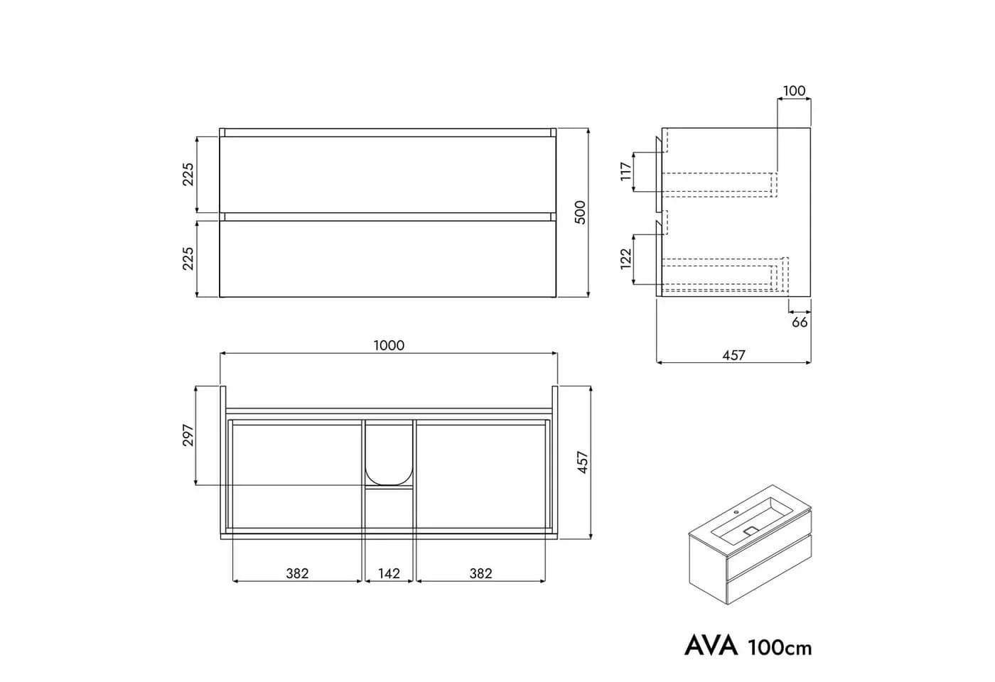 Bernstein Waschbeckenunterschrank AVA 100cm mit Mineralguss-Waschbecken - Bild 5