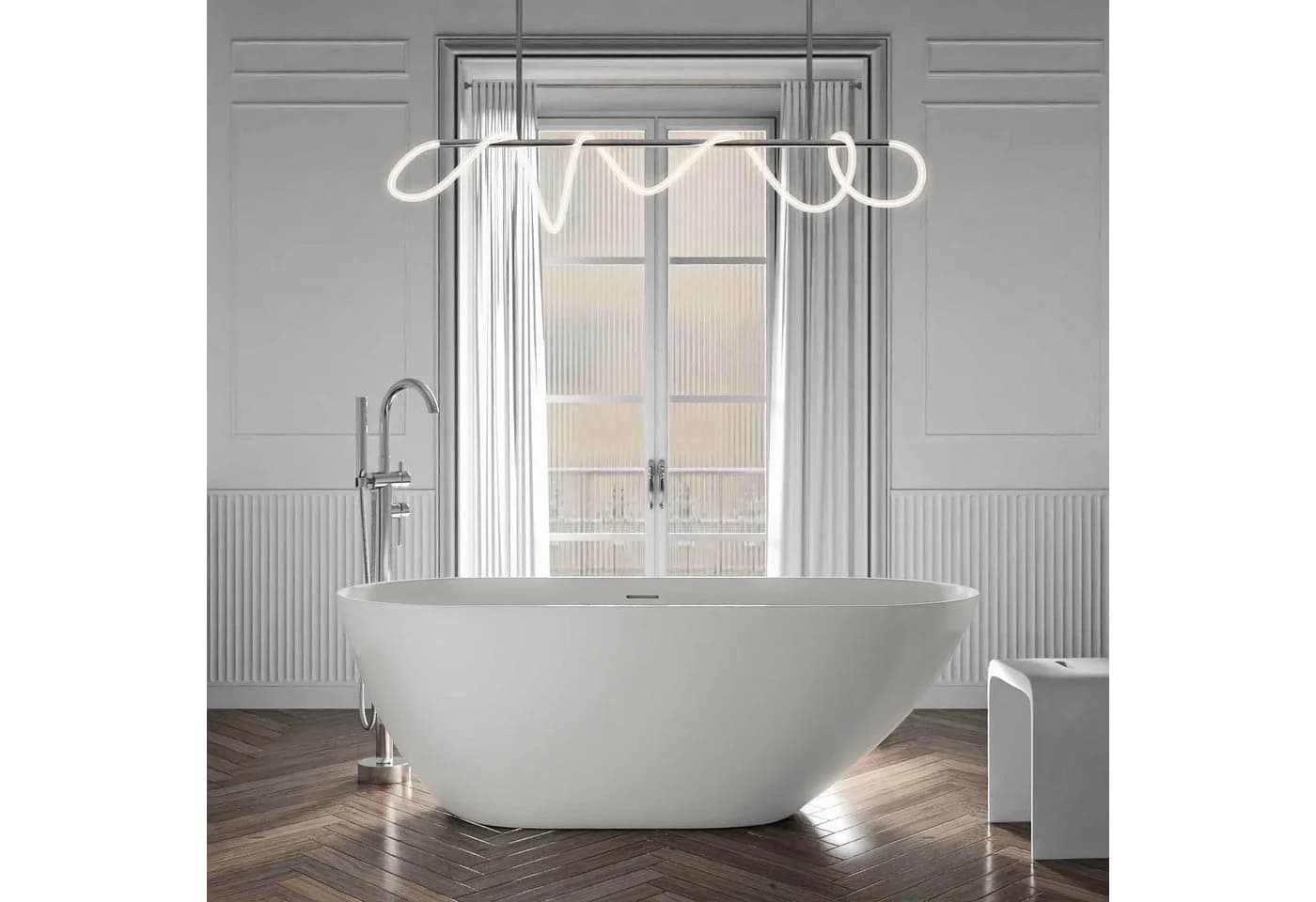 Bernstein Badewanne ROMA 2.0 Freistehend Sanitäracryl Oval Weiß Matt - Bild 2