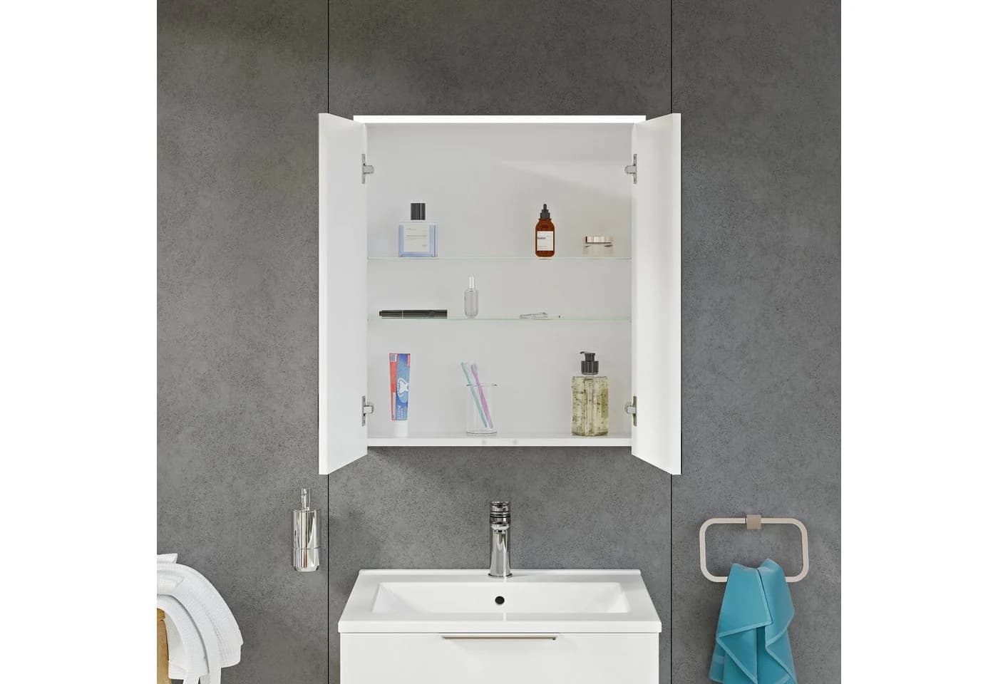 Bernstein Spiegelschrank SOLO 60cm Weiß matt LED Soft-Close