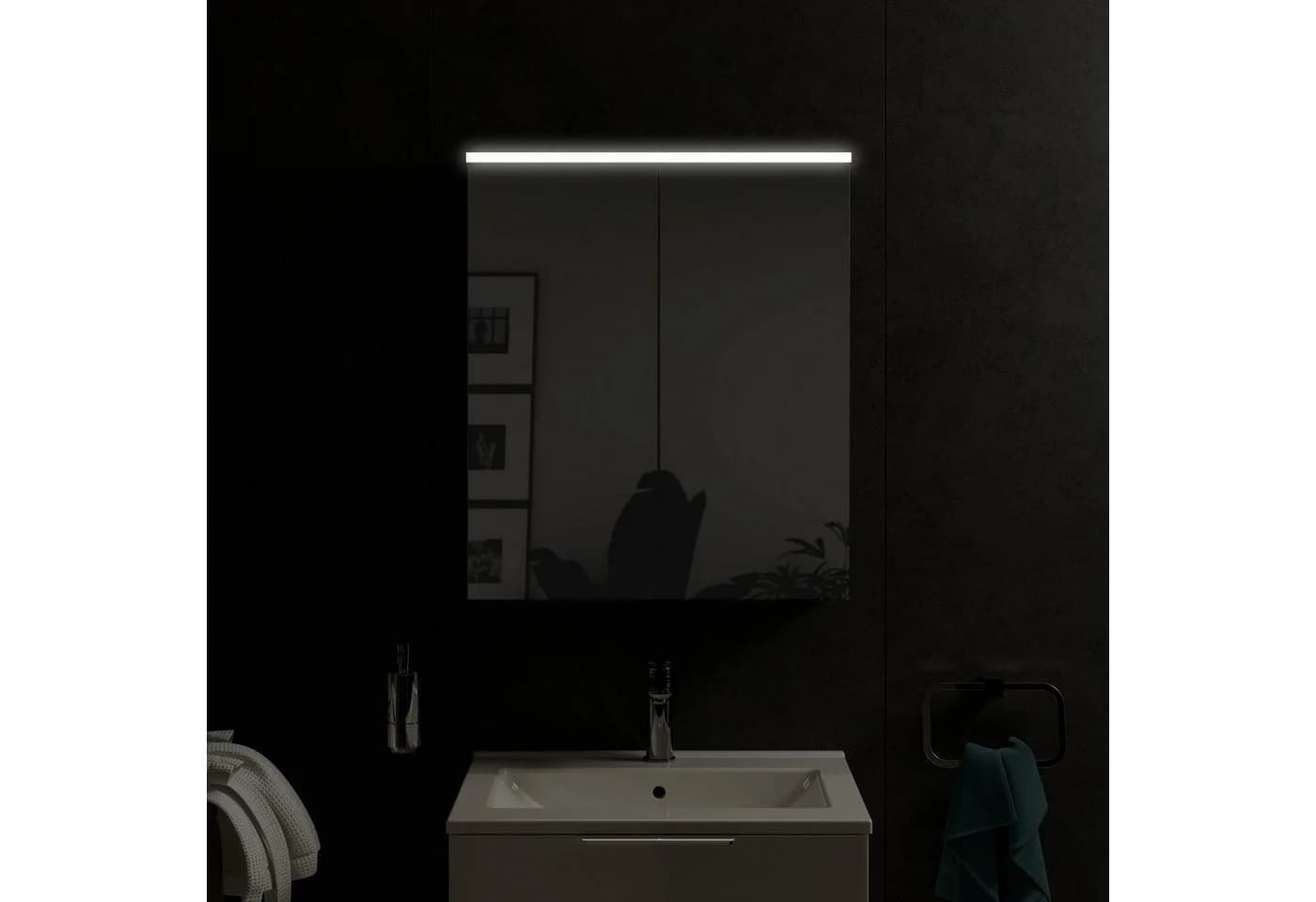 Bernstein Spiegelschrank SOLO 60cm Weiß matt LED Soft-Close - Bild 3