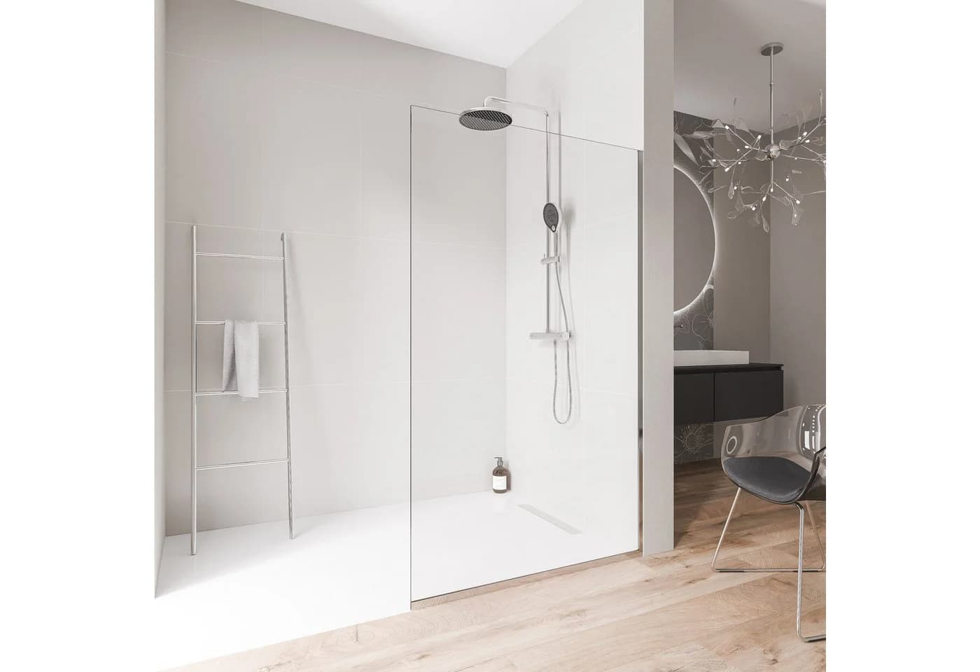 Bernstein Walk-in-Dusche EX102 10mm Klarglas Edelstahl Chrom