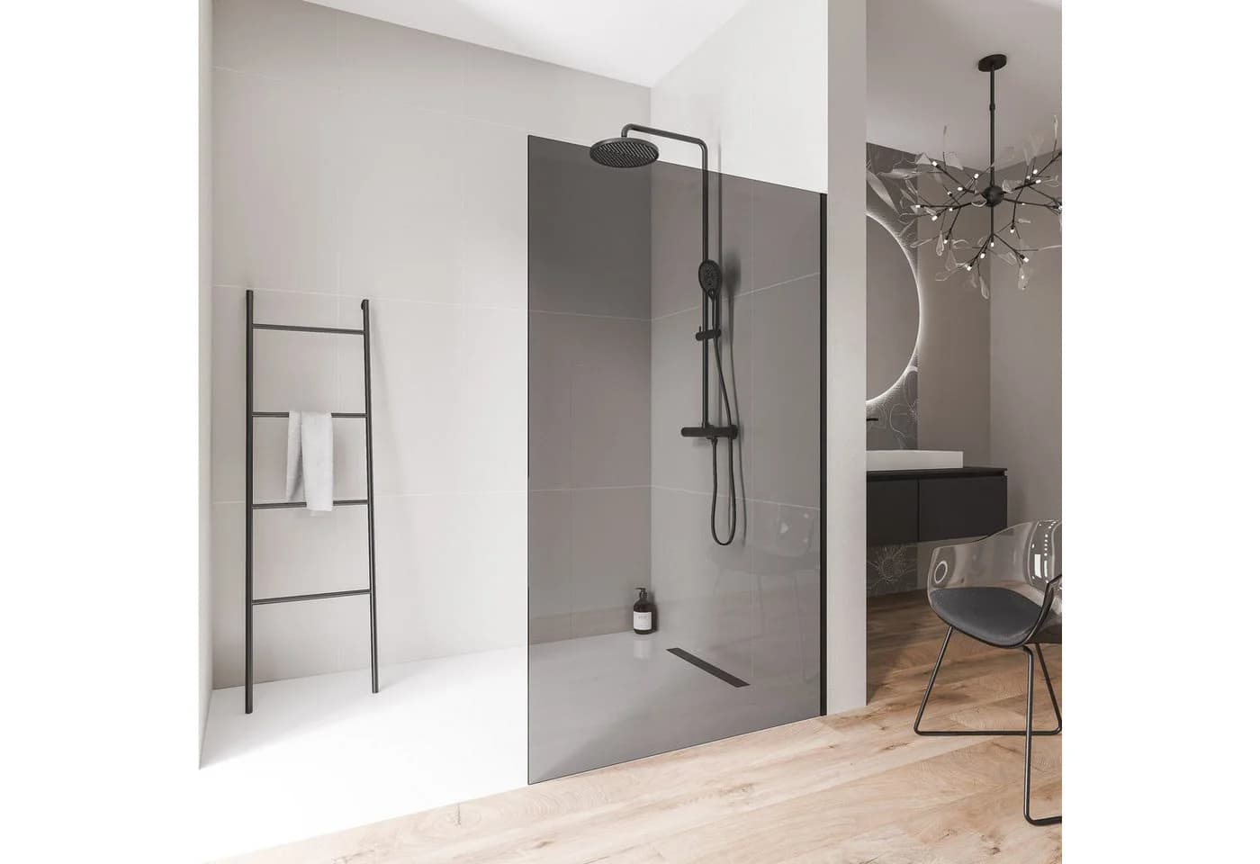 Bernstein Walk-In-Dusche Grau Nano-Beschichtung