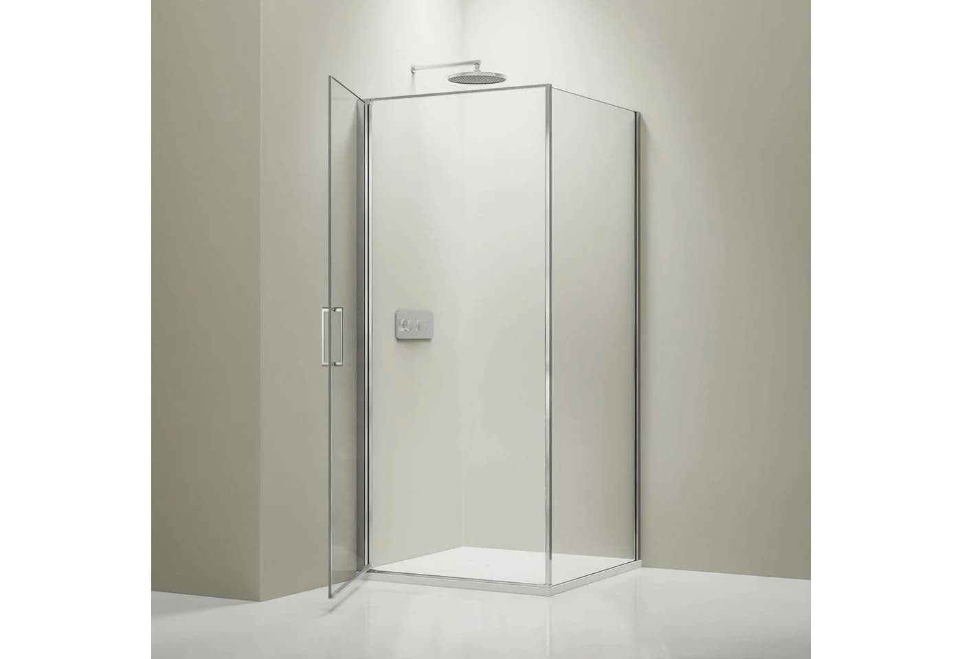 Bernstein Eckdusche NT416 100x80 cm Chrom 8mm ESG Glas Nano