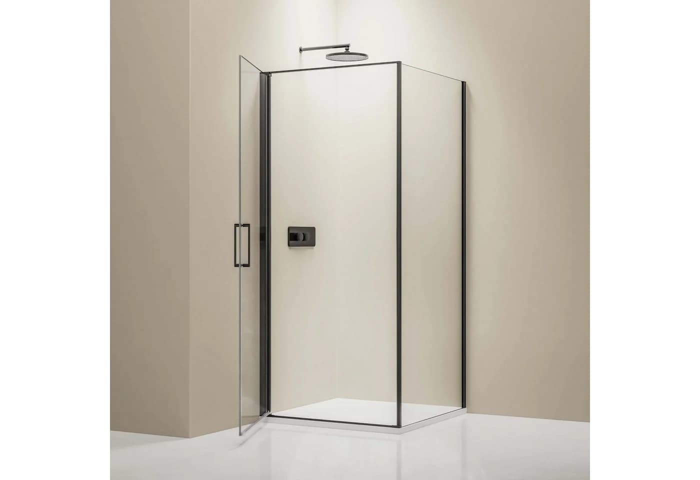 Bernstein Eckdusche NT416 Schwarz 8mm Nano ESG Glas