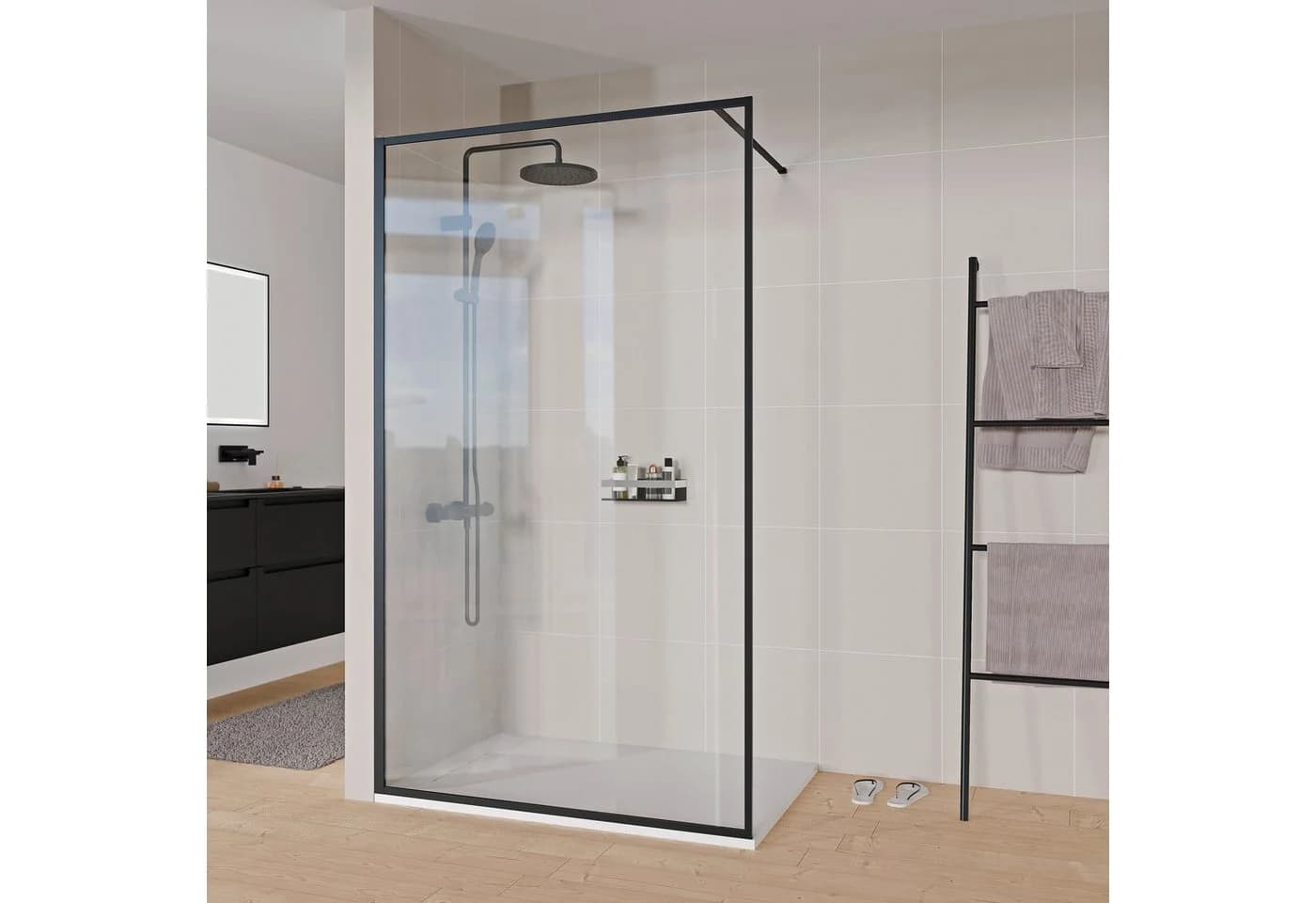 Bernstein Walk-In-Duschwand FRAME Klarglas Schwarz matt ESG-Sicherheitsglas - Bild 2