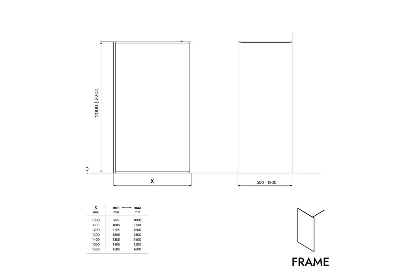 Bernstein Walk-In-Duschwand FRAME Klarglas Schwarz matt ESG-Sicherheitsglas - Bild 4