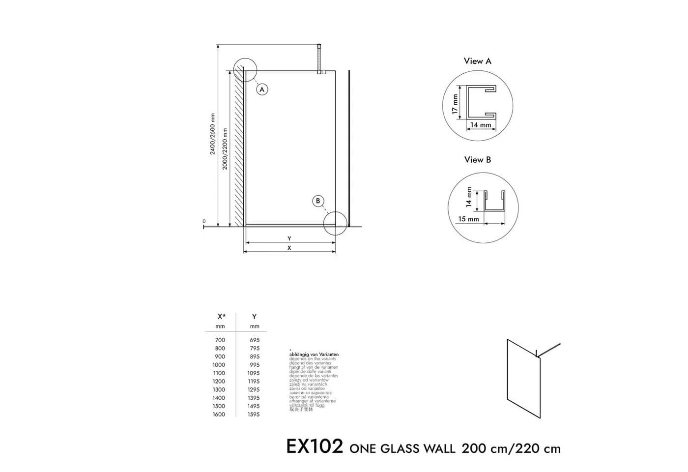 Bernstein Walk-in-Dusche EX102-2 ESG Glas Schwarz matt - Bild 5