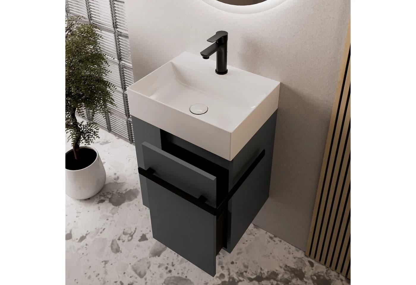 Bernstein Waschtischunterschrank COMPACT 450 Anthrazit Schwarz matt - Bild 3