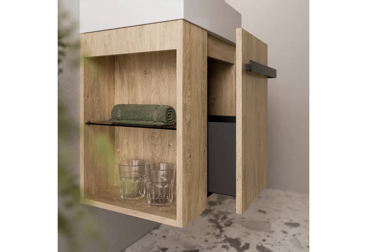 Bernstein Waschbeckenunterschrank COMPACT 450 mit Keramik-Waschbecken