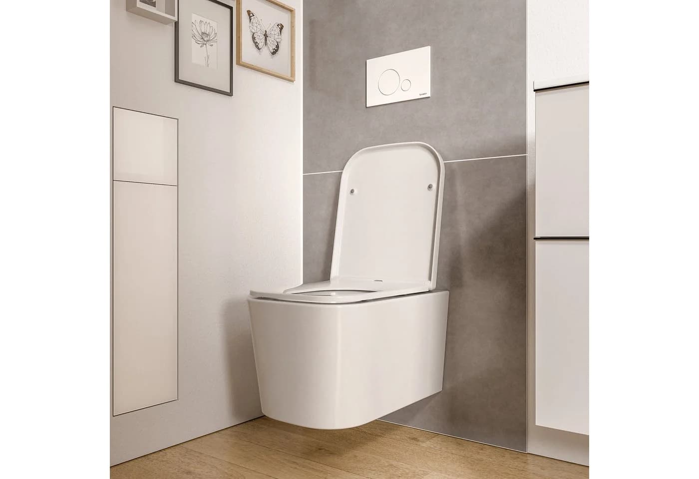 Bernstein LAVOA Wand-WC Set Weiß glänzend Spülrandlos Softclose