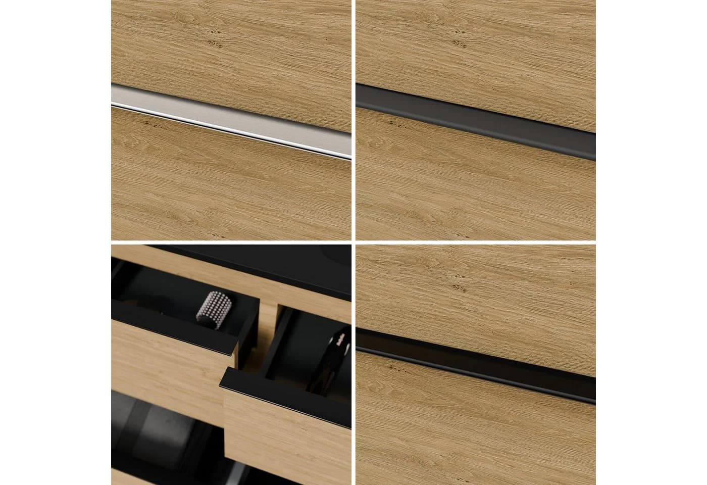 LAVOA Badmöbelset 160cm Eiche Weiß Matt Doppelwaschbecken 4 Schubladen - Bild 4