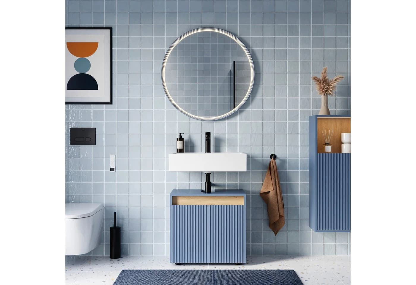Bernstein BELDIVO Waschbeckenunterschrank 60cm Azurblau matt