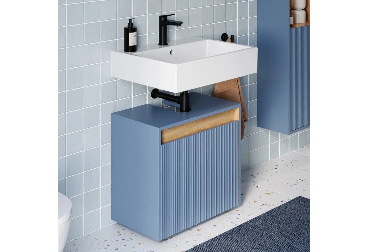 Bernstein BELDIVO Waschbeckenunterschrank 60cm Azurblau matt - Bild 2