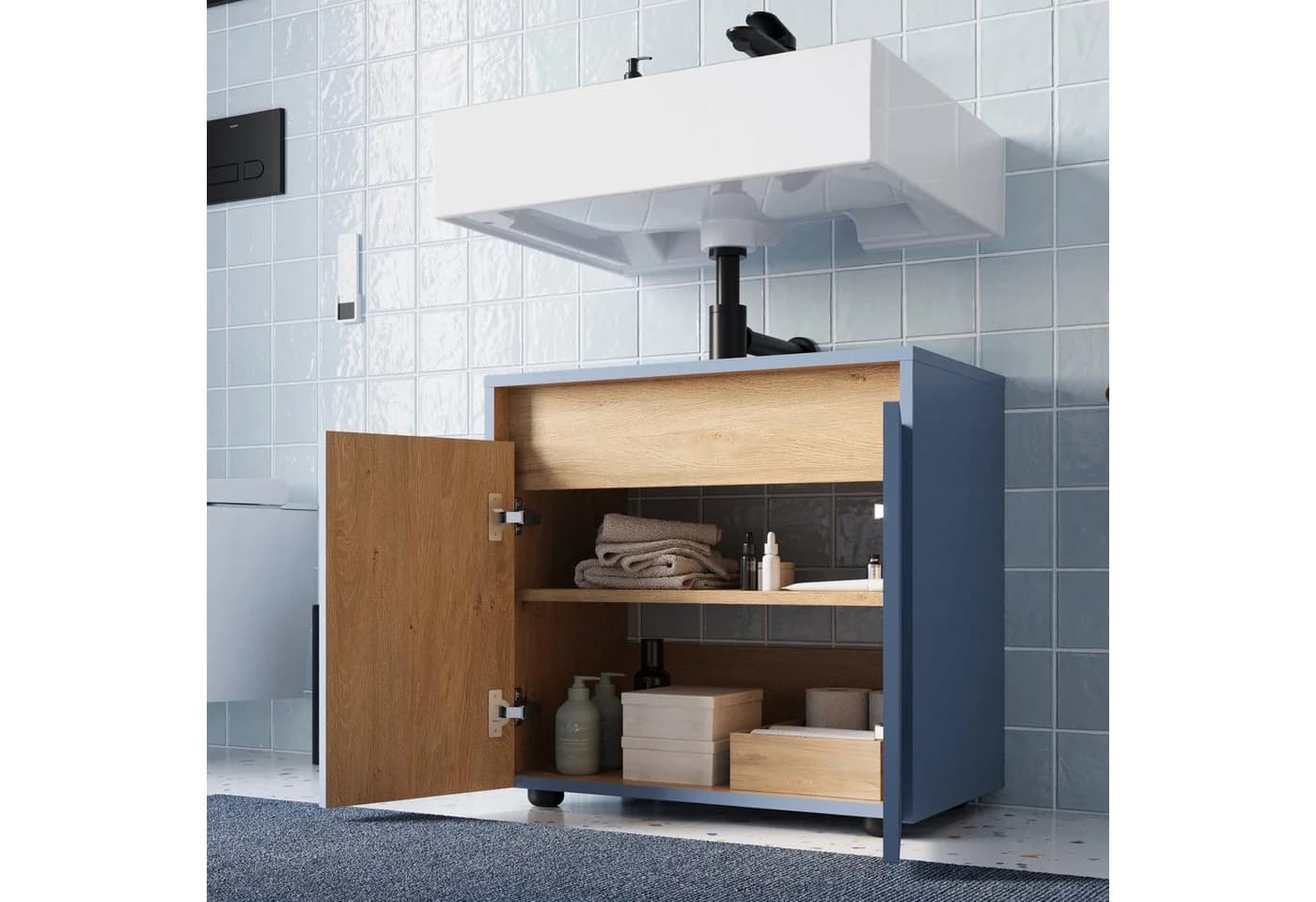 Bernstein BELDIVO Waschbeckenunterschrank 60cm Azurblau matt - Bild 4