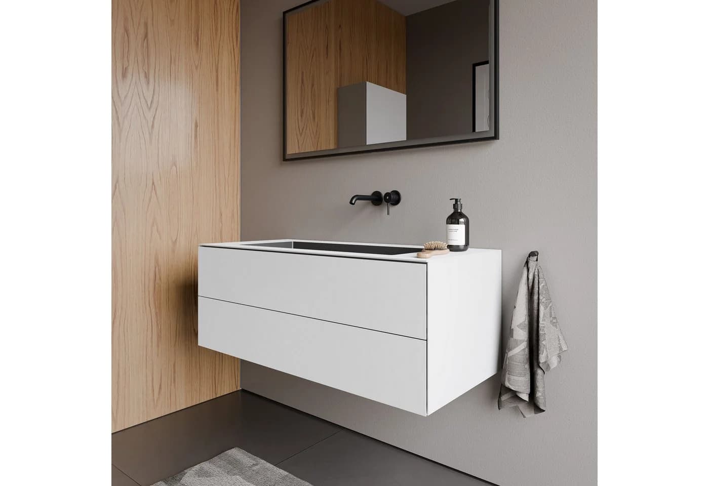 Bernstein ARCTIC Waschtischunterschrank 120 cm mit Mineralguss-Waschbecken Weiß