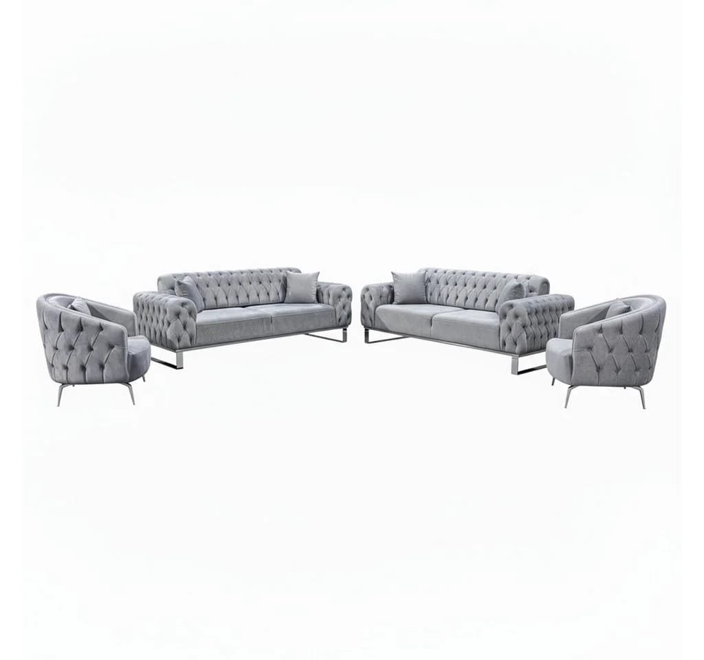 Palms-Store Sofa Set Jumeirah 3-Sitzer+2-Sitzer+Sessel Samtstoff - Bild 2