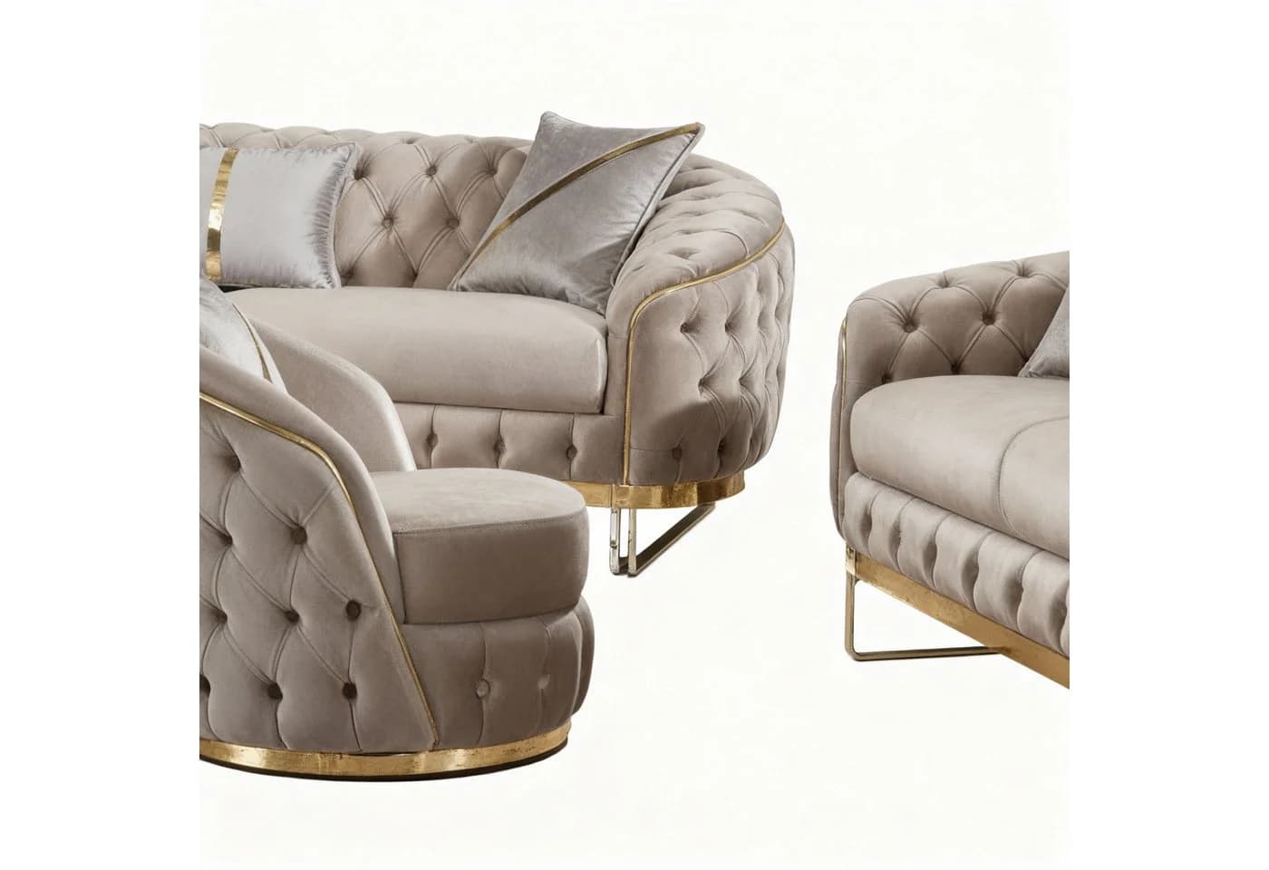 Palms-Store Sofa Set MIRA mit Knopfheftung 5 Farben 3-Sitzer + 3-Sitzer + Sessel - Bild 3