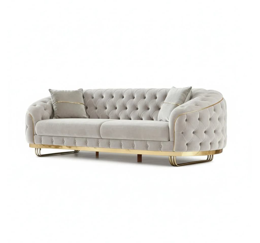 Palms-Store Sofa Set MIRA mit Knopfheftung 3-Sitzer + 3-Sitzer + Sessel - Bild 5