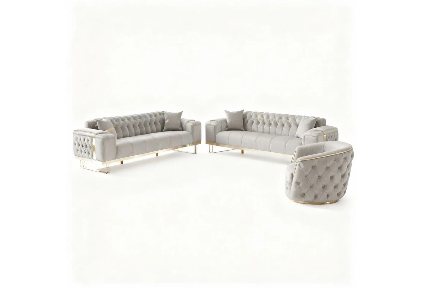 Palms-Store Sofa-Set Imperial Premium Grau Samt mit Schlaffunktion - Bild 2