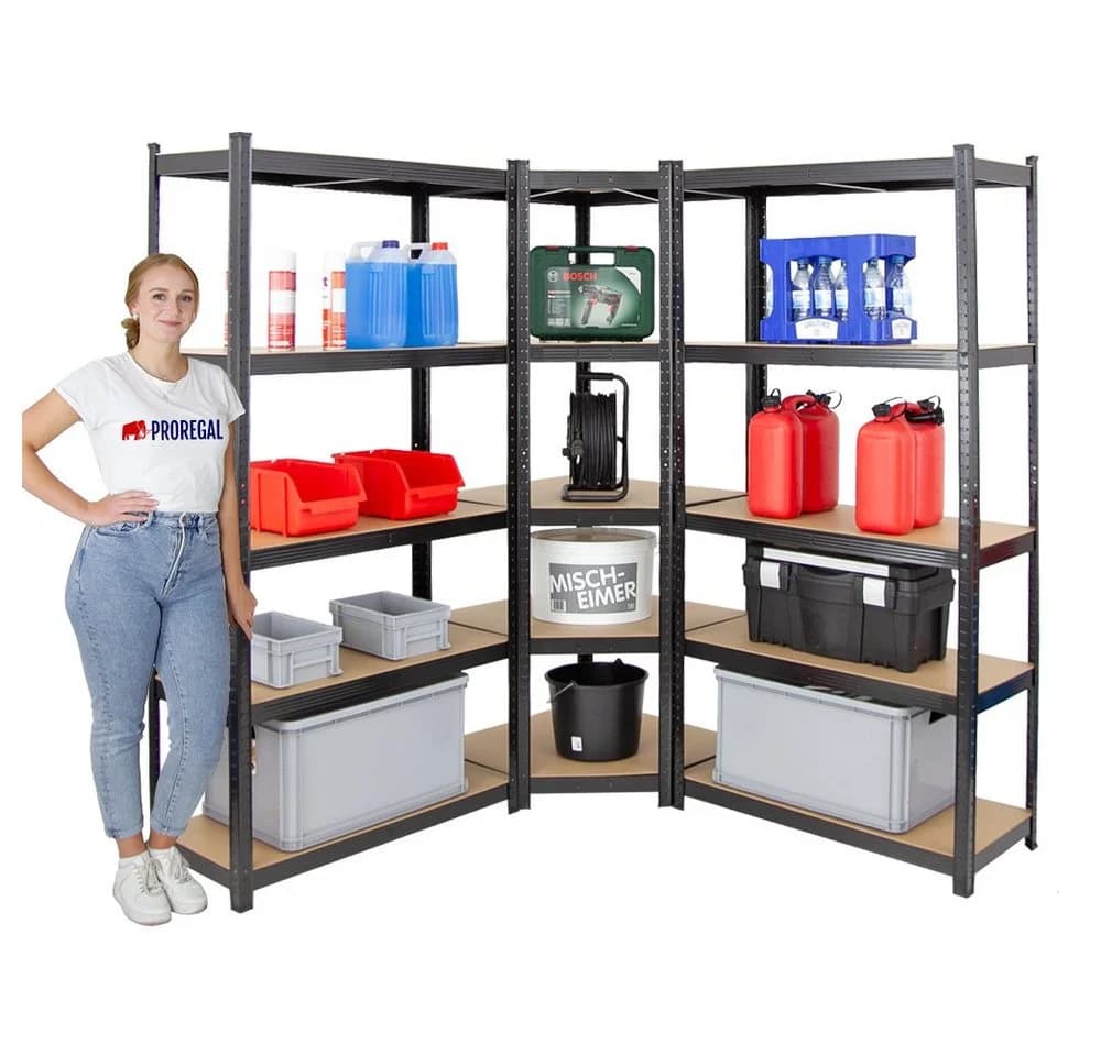 PROREGAL Eckregal MegaDeal 1x Eckregal + 2x Schwerlastregal Schwarz - Bild 3