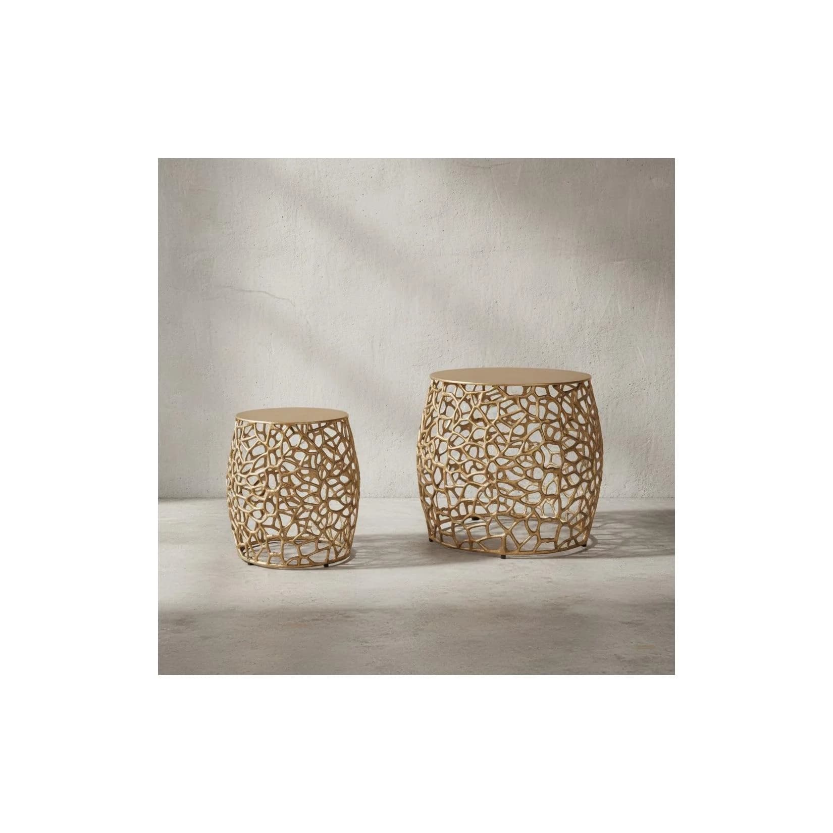 KADIMA DESIGN 2-teiliges Satztisch-Set Gold-Aluminium Handgefertigt