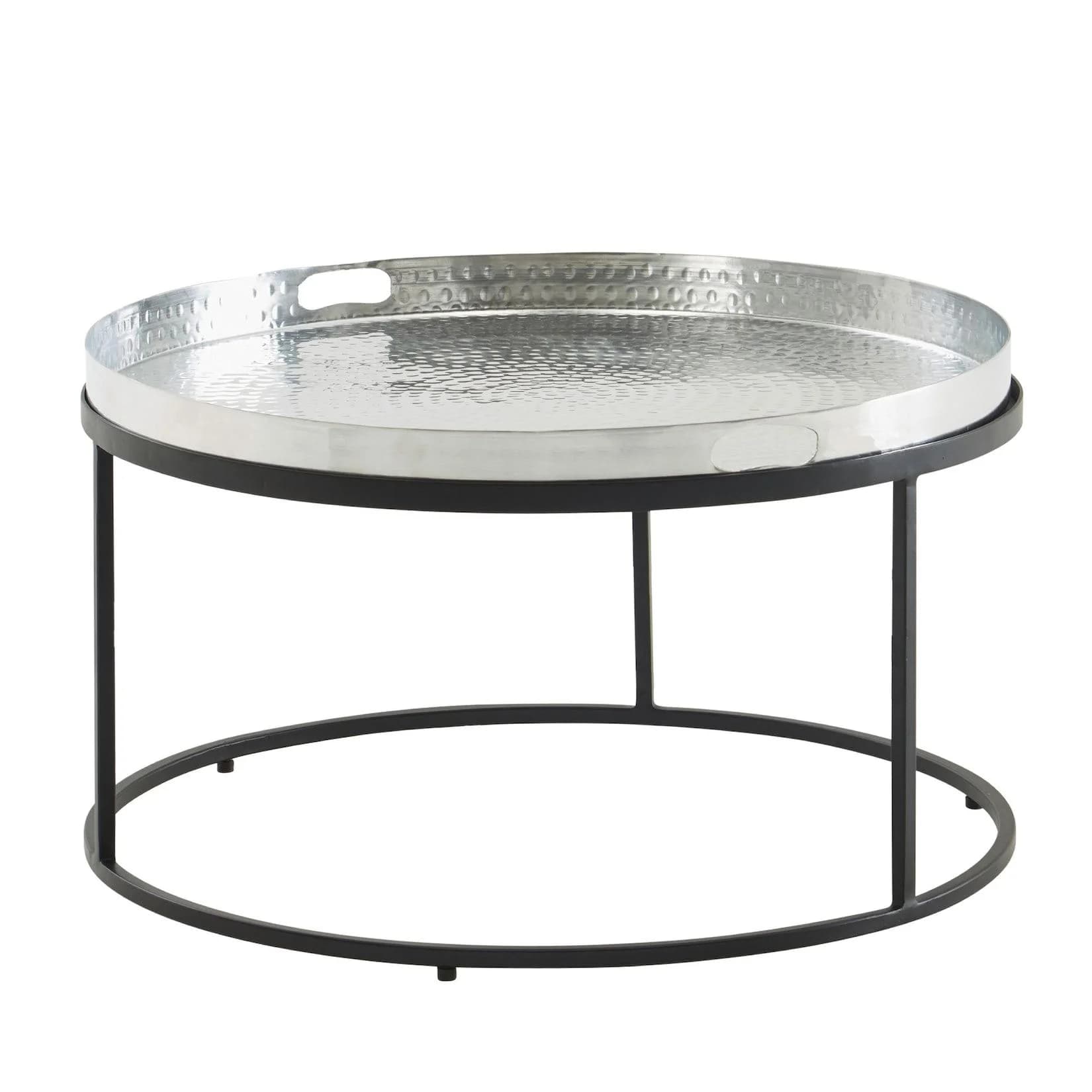 KADIMA DESIGN Couchtisch Silber-Schwarz Hammerschlag-Struktur