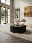 KADIMA DESIGN Runder Sofatisch mit Wellen-Muster Metall Schwarz Bild 2