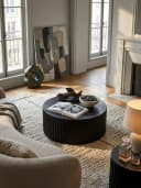 KADIMA DESIGN Runder Sofatisch mit Wellen-Muster Metall Schwarz Bild 4