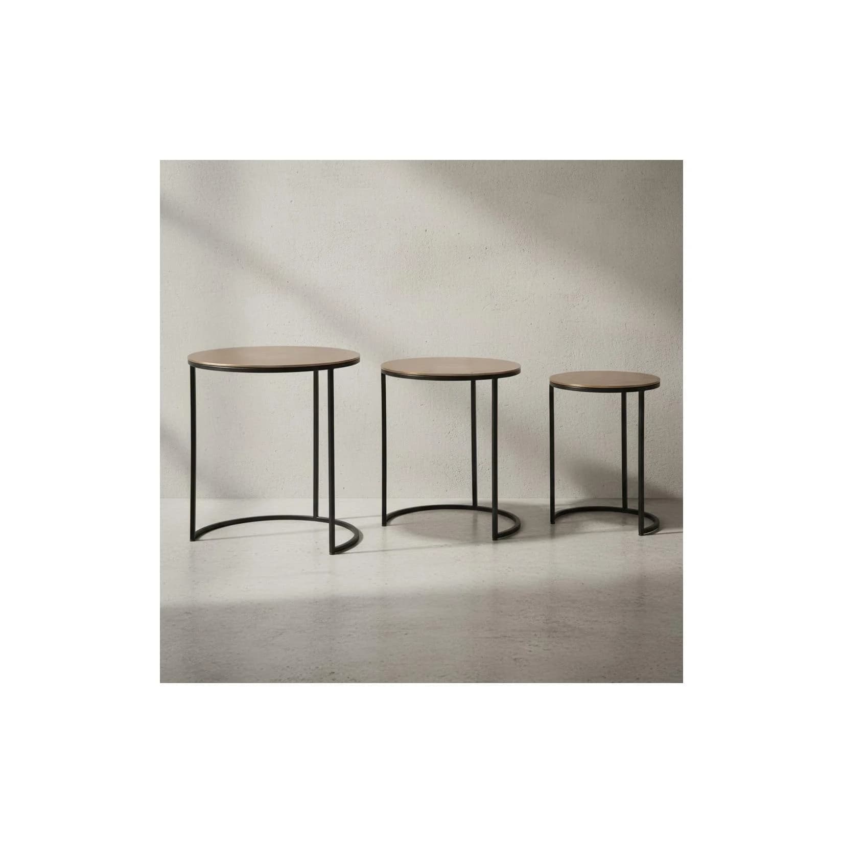 KADIMA DESIGN Satztisch Metall Rund 3er Set Gold Schwarz