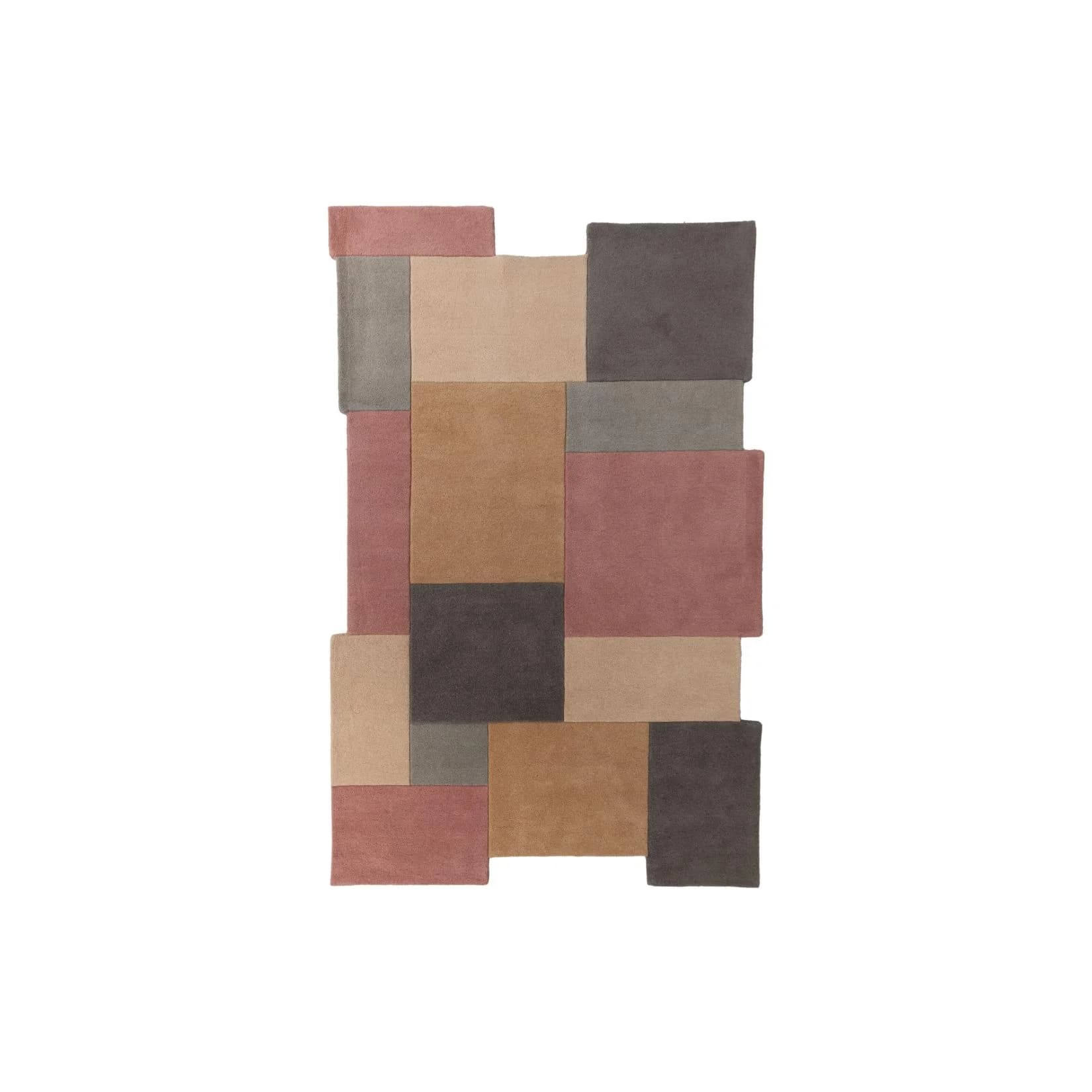 Moderner Geometrischer Teppich in Grau und Rosa