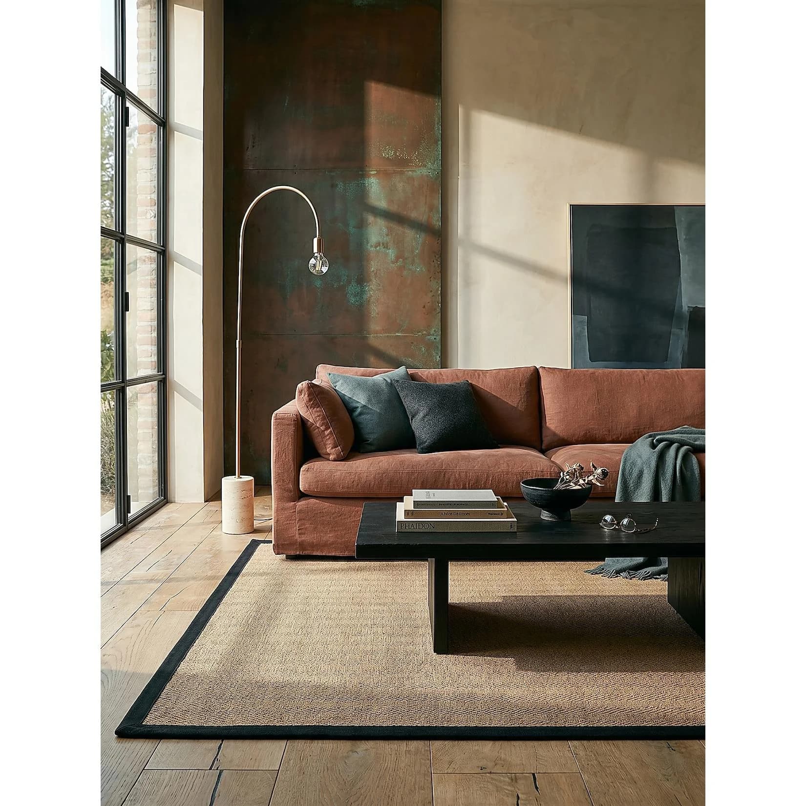 Kadima Design Designerteppich TRENT Fischgrät Jute 160x230 cm Braun-Schwarz