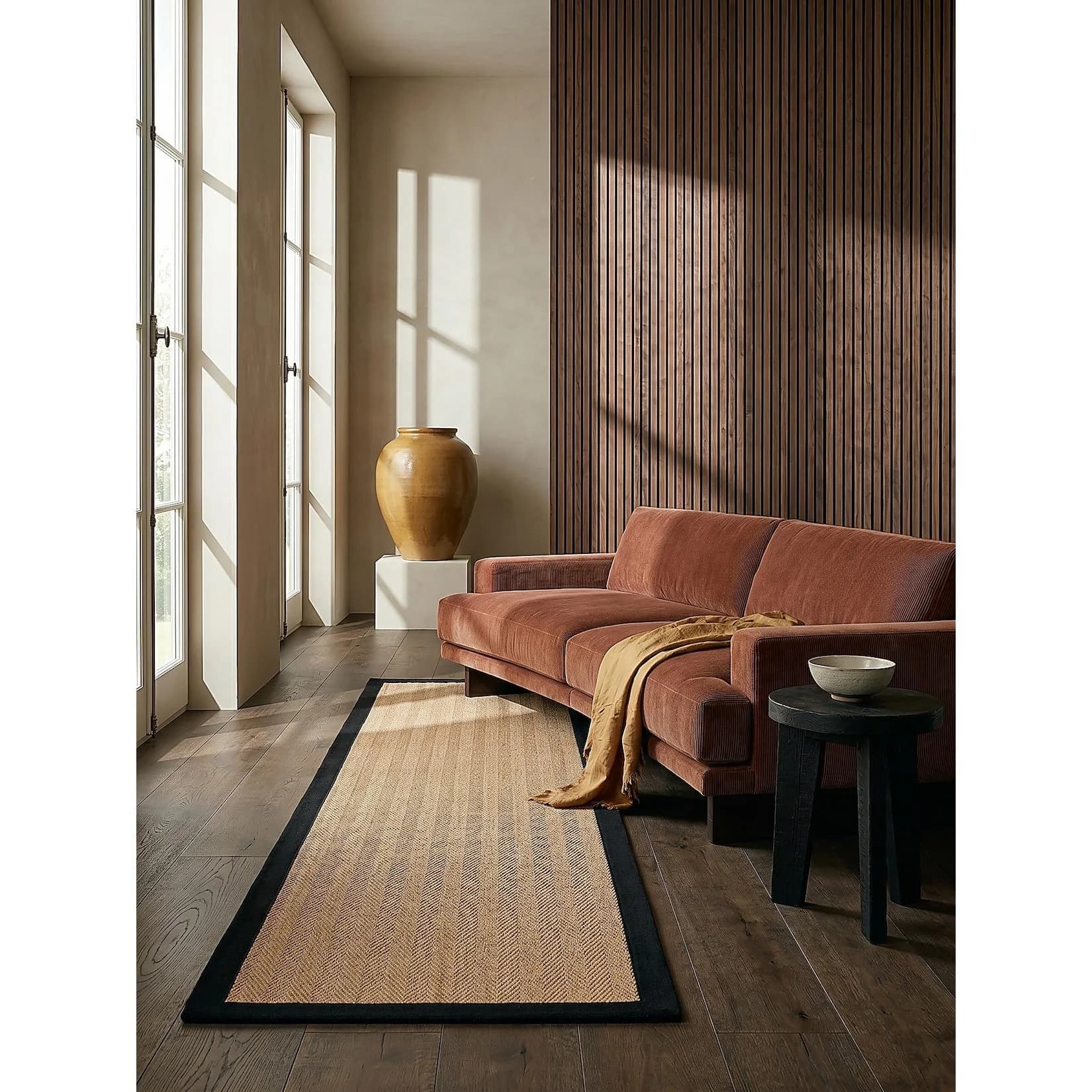 Kadima Design Teppich-Läufer TRENT Fischgrät Jute 60x230 cm Braun-Schwarz