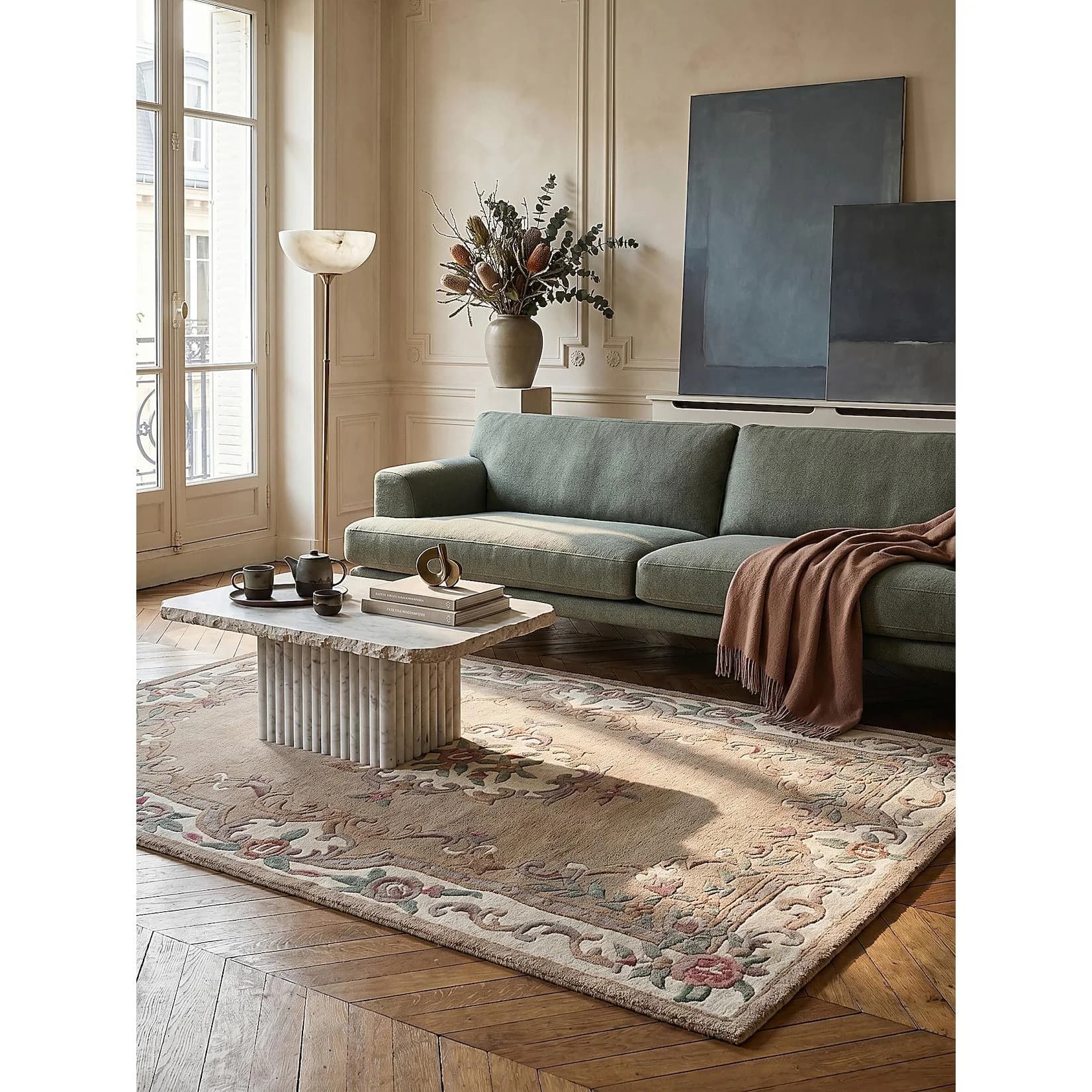 Kadima Design Wollteppich BEAULY Aubusson Vintage Braun-Beige