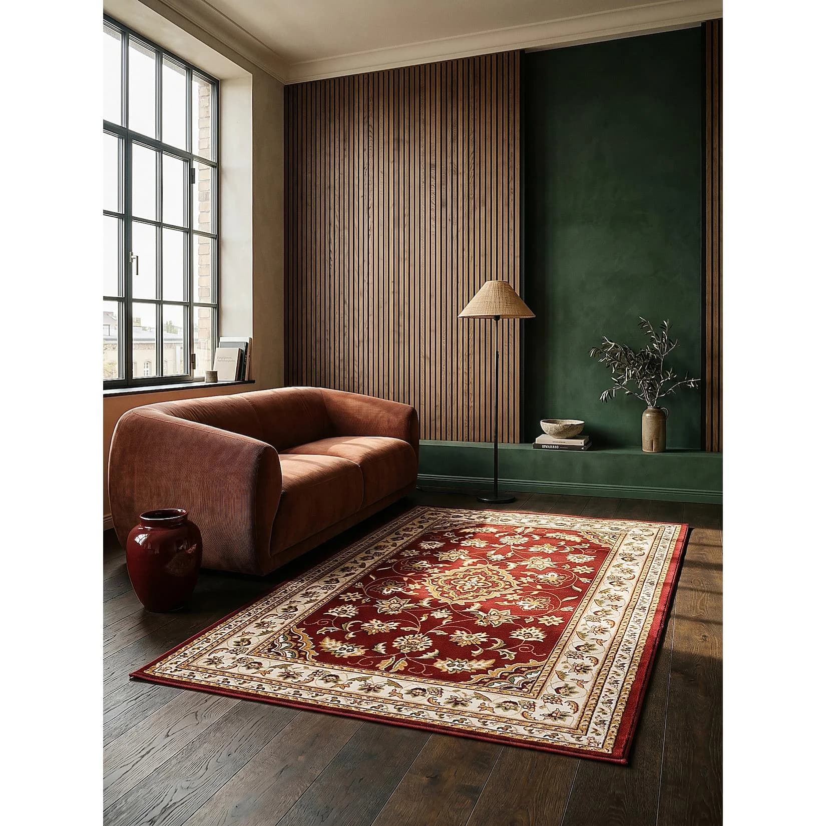 KADIMA DESIGN Wohnzimmerteppich GLAZERT Rot Orientalisch Medaillon