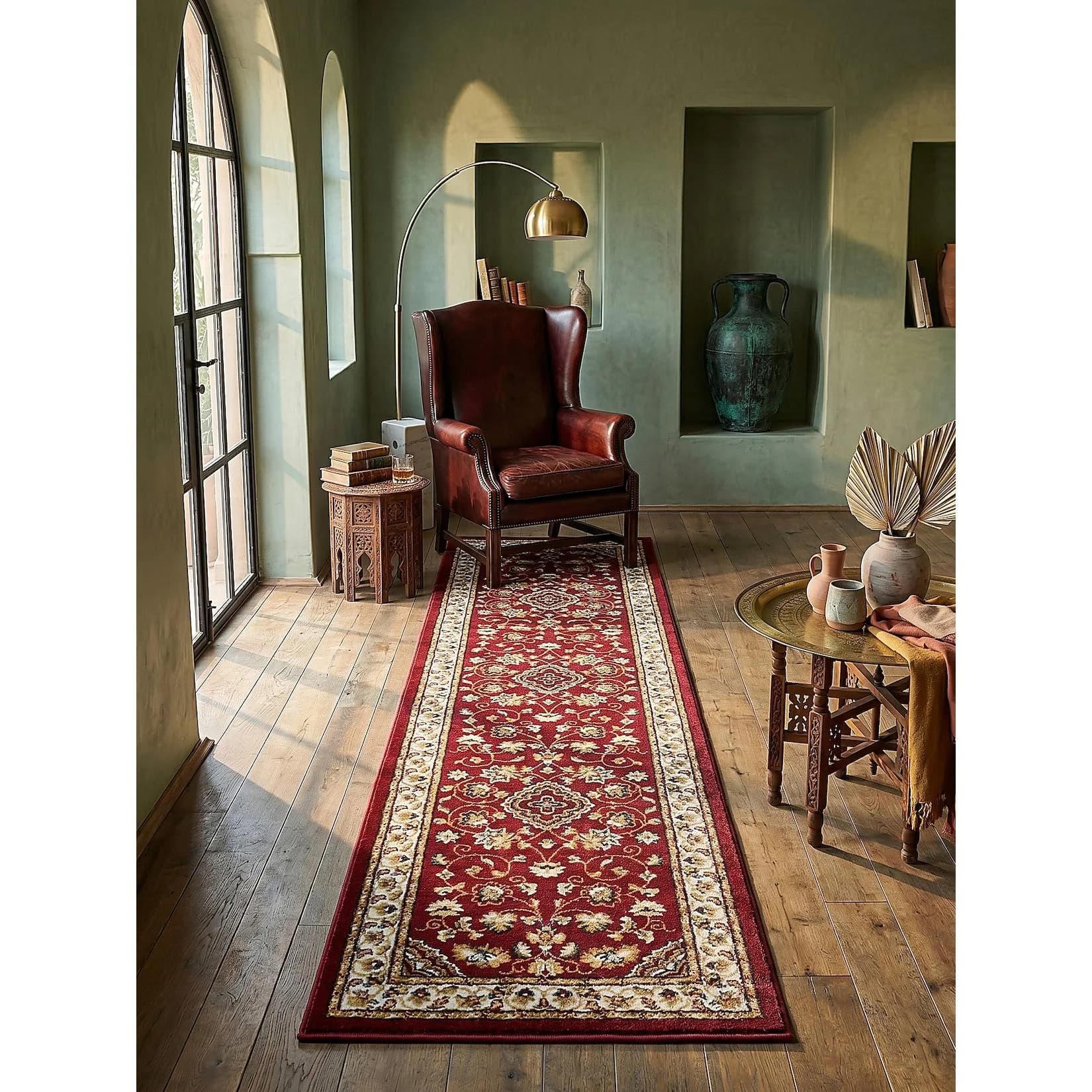 KADIMA DESIGN Teppich-Läufer GLAZERT Rot Orientalisch Medaillon