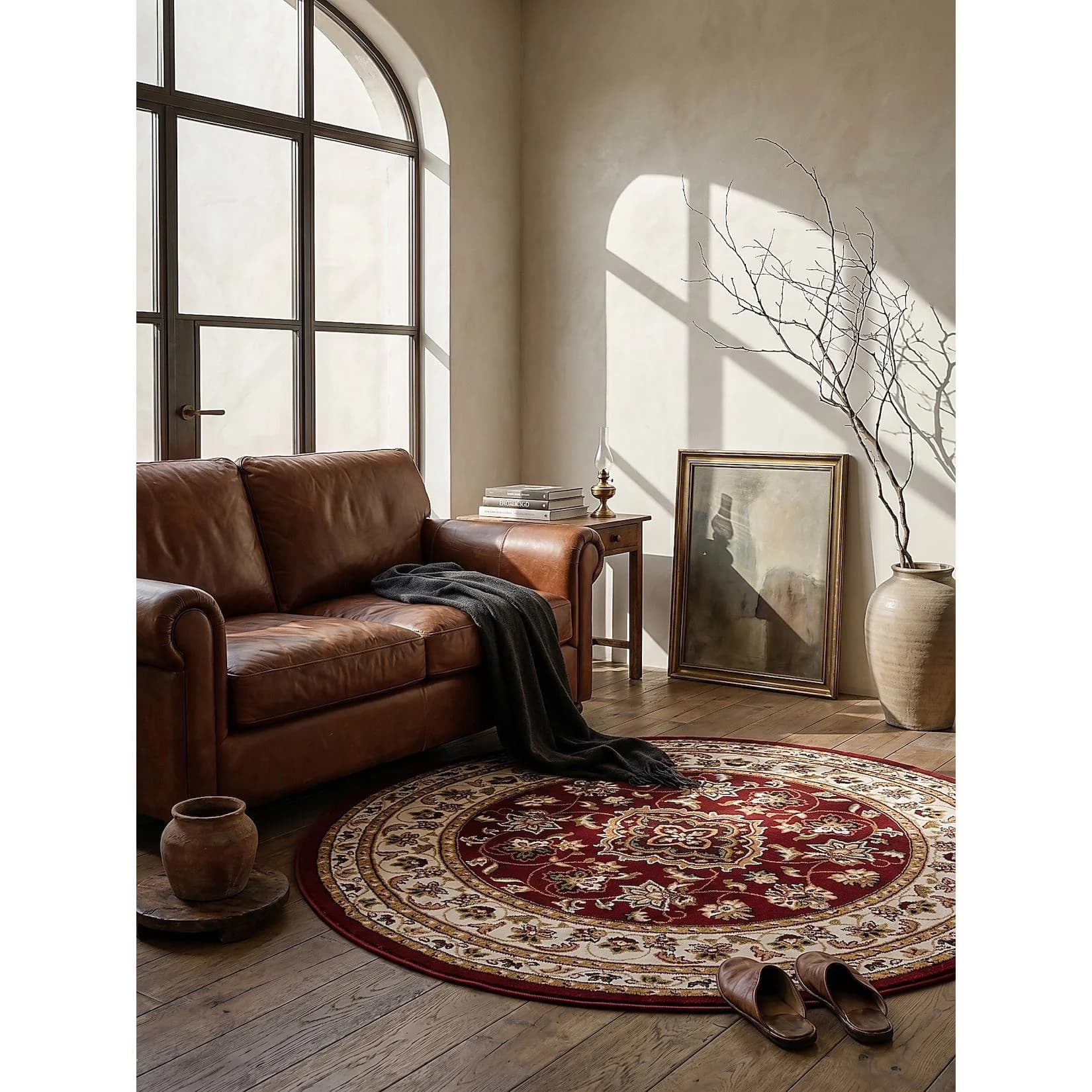 KADIMA DESIGN Teppich GLAZERT Rot Orientalisch Medaillon Polypropylen