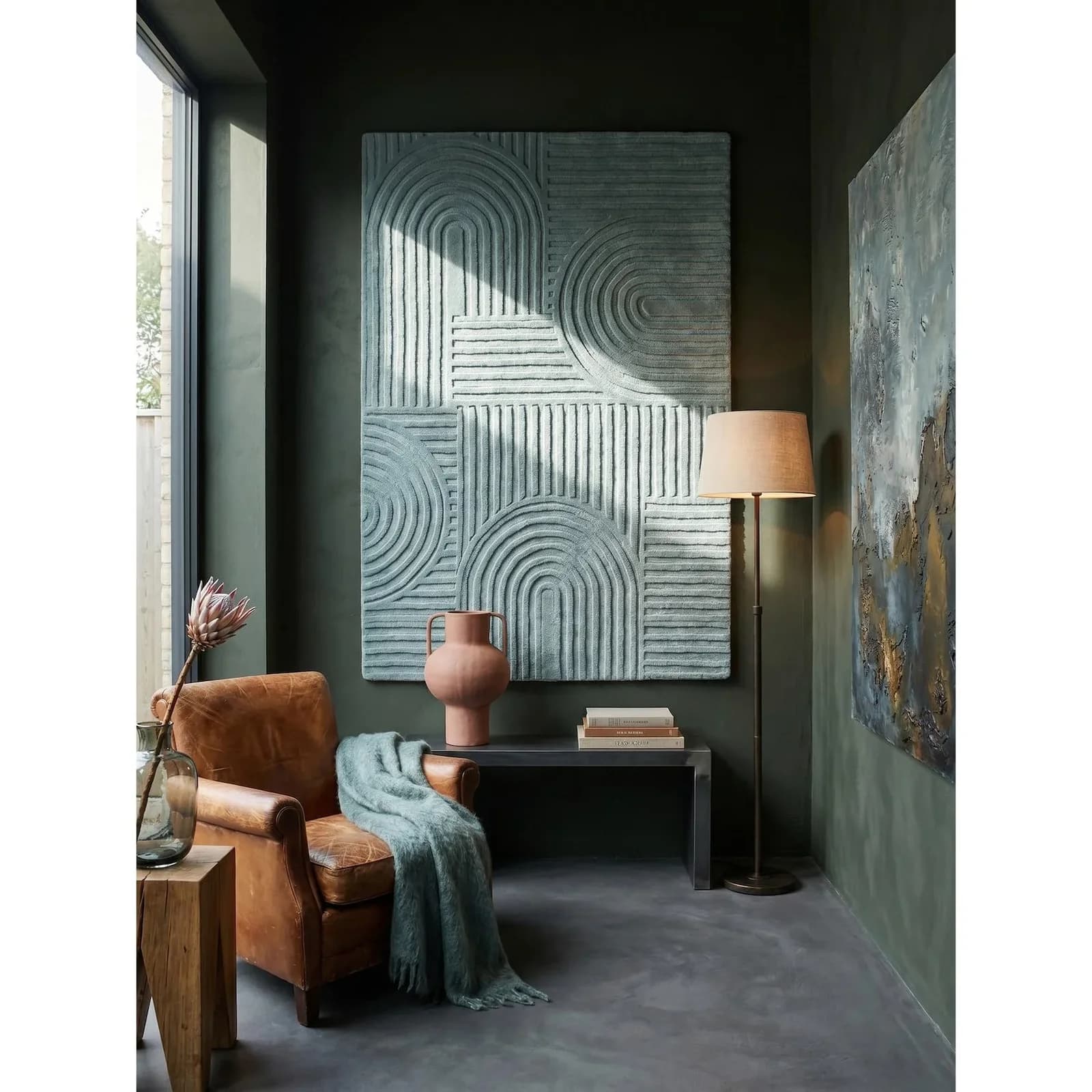Kadima Design Wollteppich LEVEN Linienrelief Blau